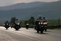 Group of motocycle riders on the road in the beginning of moto season Ã¢â¬â near by Sofia, Bulgaria, may 14, 2008